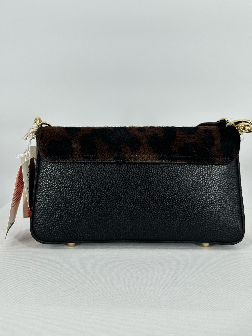 DIVINA FIRENZE Italian Leather Leopard Print Baguette Shoulder Bag Calf Hair NWT - Picture 13 of 15
